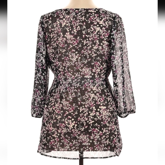 Old Navy Sheer Abstract Floral V Neck Maternity Babydoll Tunic Top Blouse Medium - Picture 2 of 12